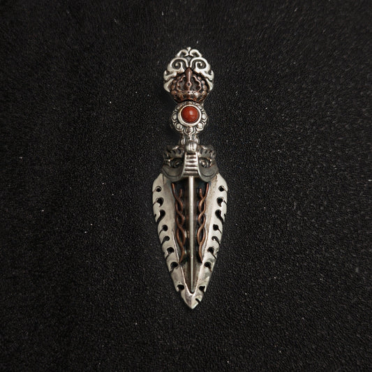 925 Sterling Silver Handcrafted Vajra Pendant Necklace | Garuda Charm with Bodhi Bead Mala Style(YS-20250926-7)