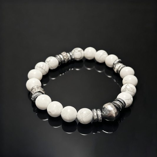 Natural White Turquoise Bracelet with 925 Sterling Silver(YS-20251203-19)