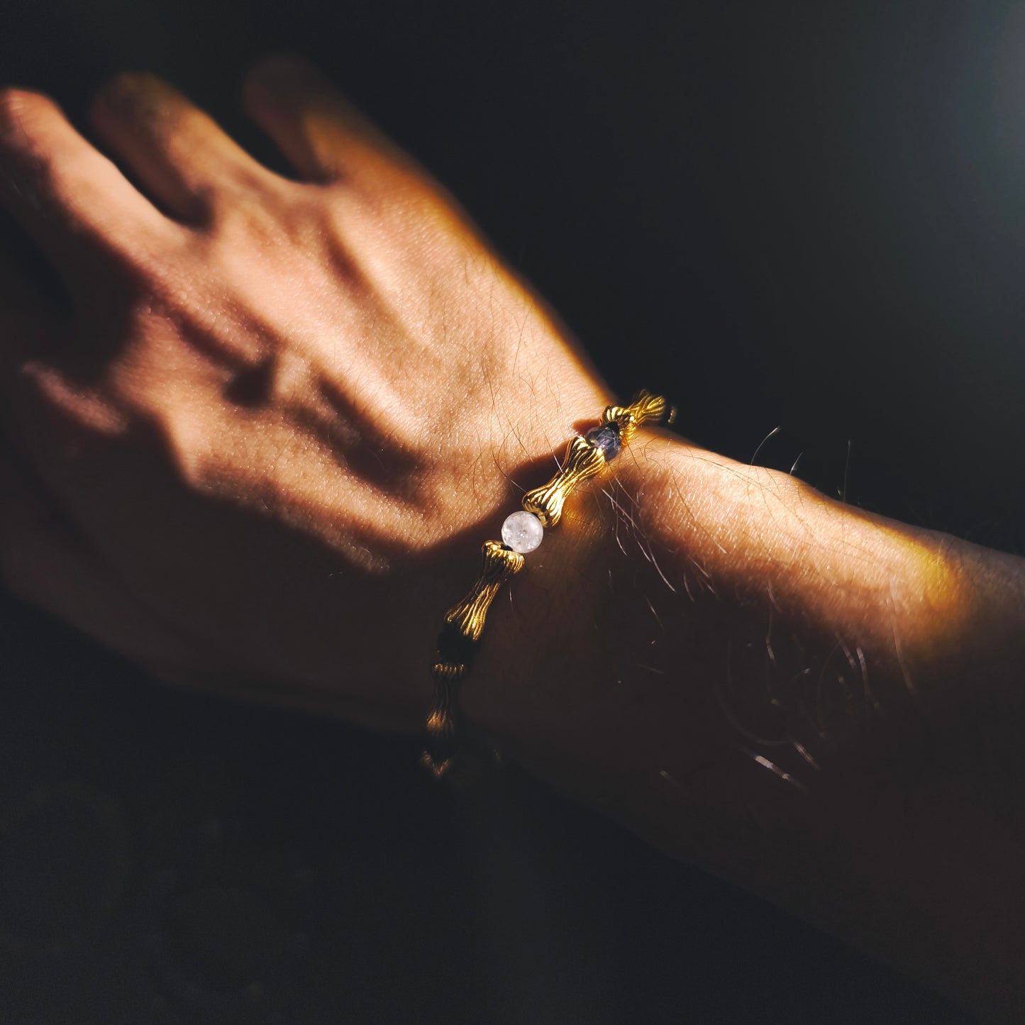 Integrity - Gold-Plated Silver Bone Crackle Quartz & Cordierite Bracelet(IN-250302-A)