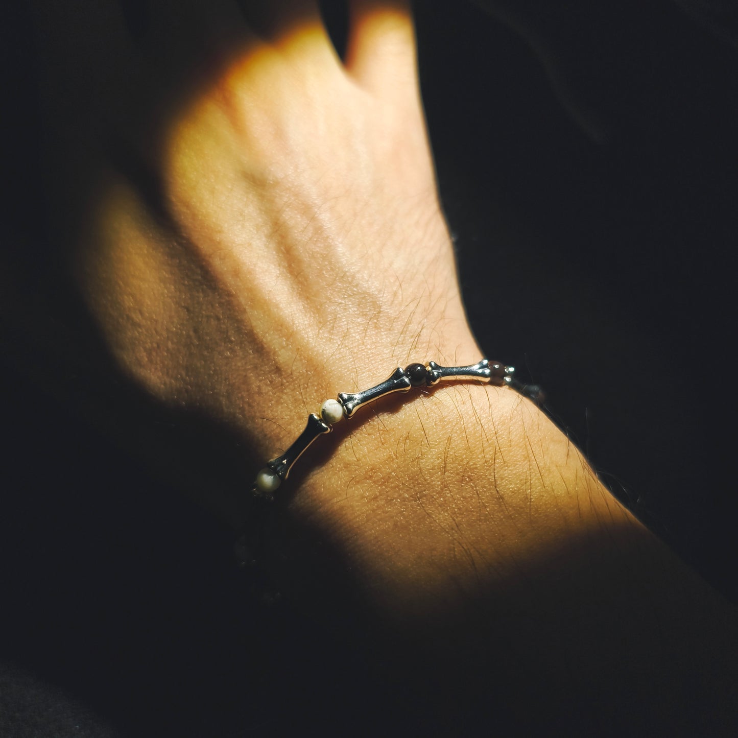 Integrity - Sterling Silver Bone Black Mother of Pearl & Abalone Bracelet (IN-250306-A)