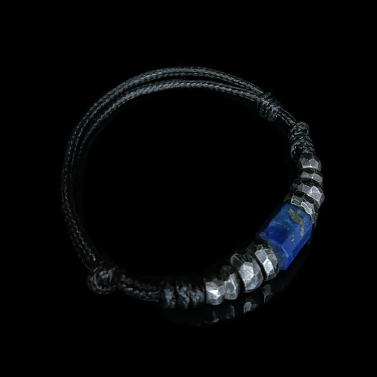 Lapis Awakening: Hammered Sterling Silver Wrap Bracelet(YS-20251111-5)