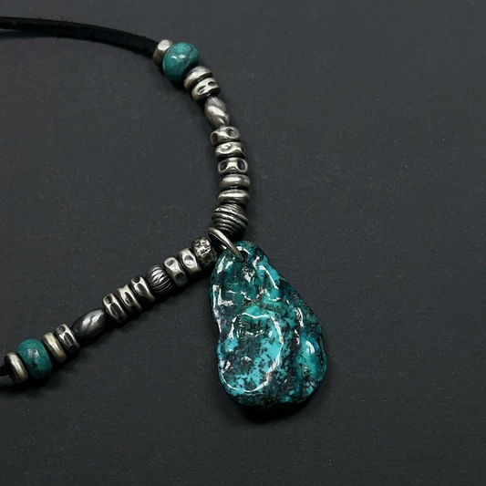 Ocean Shard Turquoise Sterling Silver Necklace(YS-20251111-16)