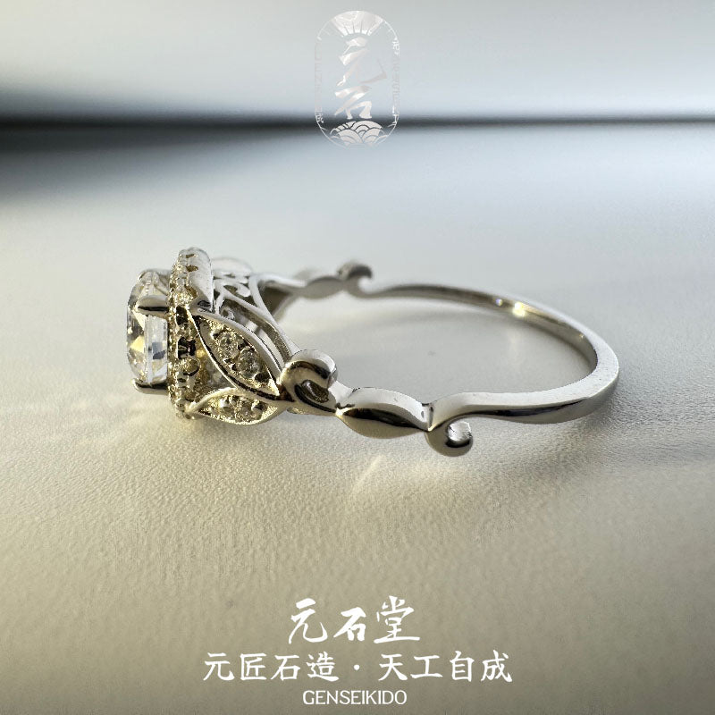 One Carat Pave Flower Moissanite Ring