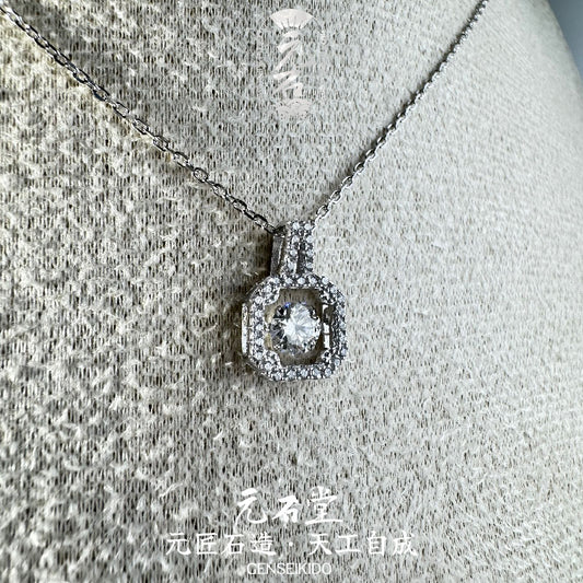 925 Sterling Silver Plated Luxury 50-Point Moissanite Pendant Necklace