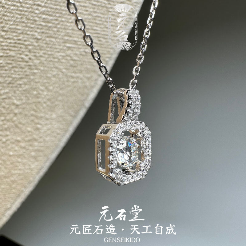 925 Sterling Silver Plated Luxury 50-Point Moissanite Pendant Necklace