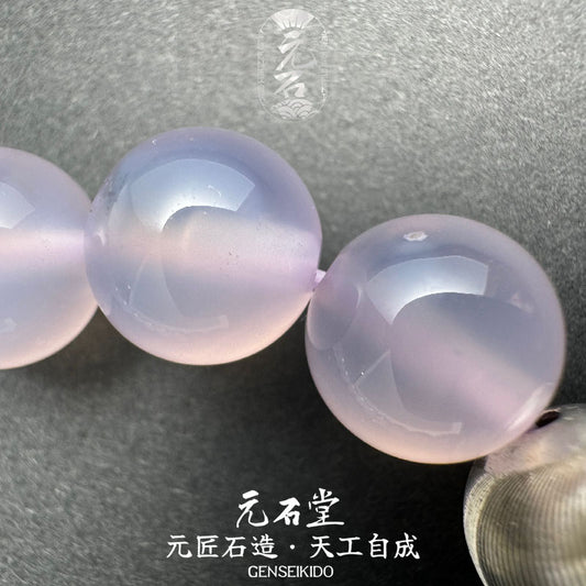 10mm Grade Brazilian Natural Purple Chalcedony Bracelet with Laser Engraved 925 Silver Beads - Perfect Princess Purple