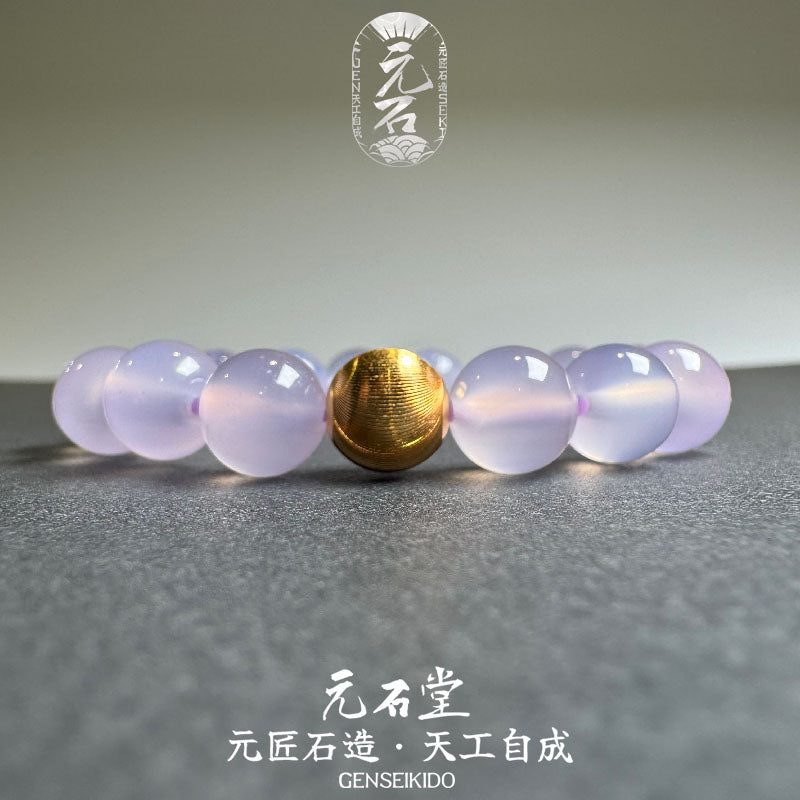 10mm Grade Brazilian Natural Purple Chalcedony Bracelet with Laser Engraved 925 Silver Beads - Perfect Princess Purple
