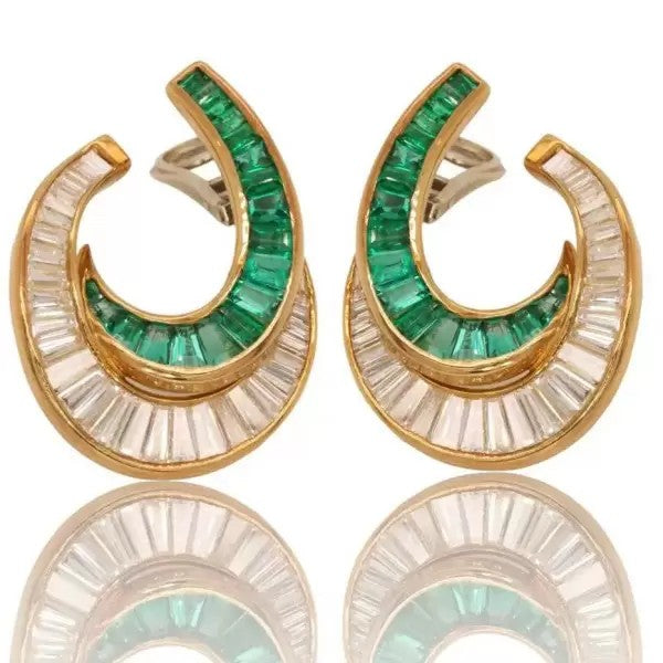 9.5ctw Emeralds Cut White Sapphire And Emerald Earrings