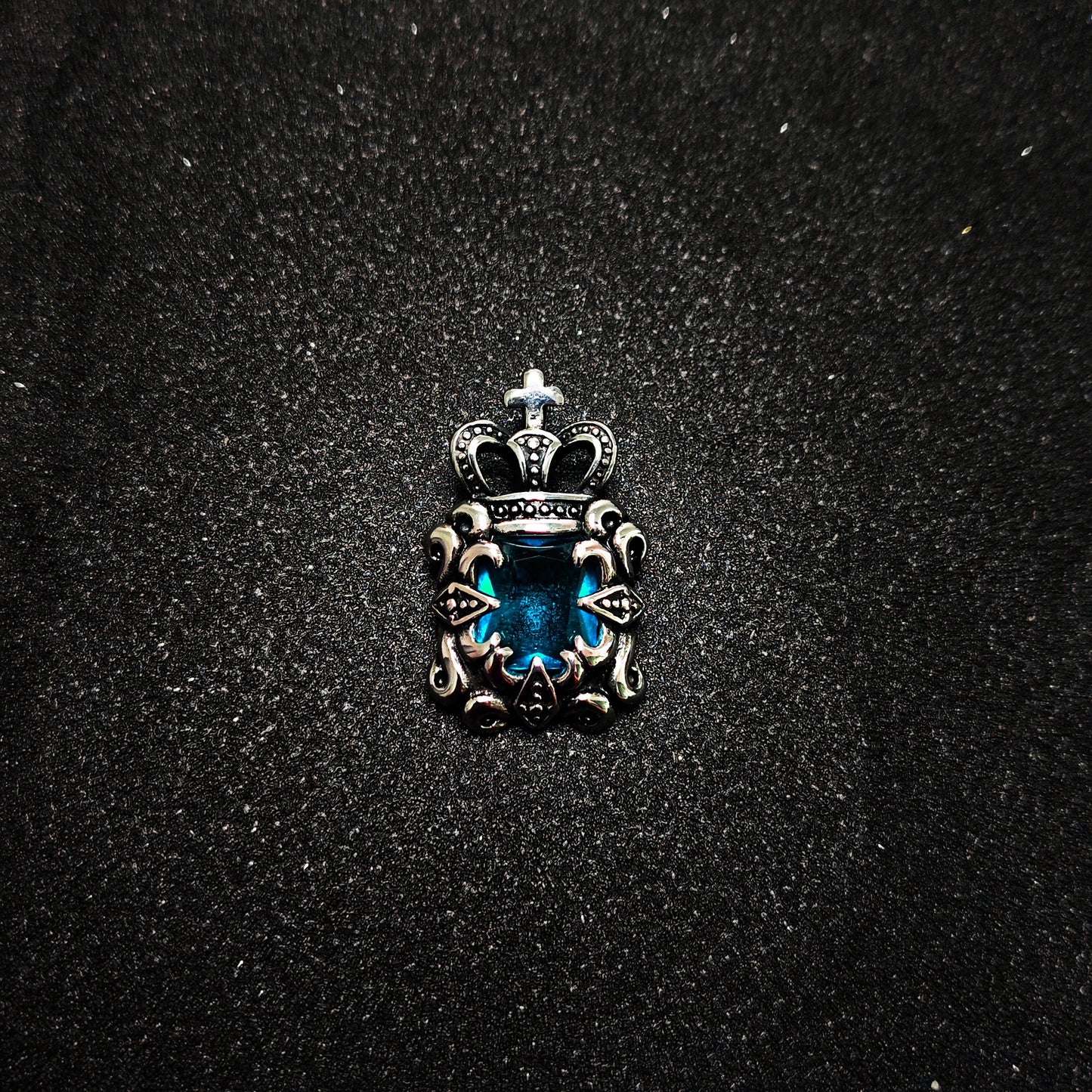 Vintage Crown Sapphire 316 Stainless Steel Pendant Necklace | Unisex Punk Fashion, 65cm Chain（GS-20250912-5）