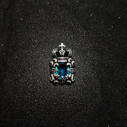 Vintage Crown Sapphire 316 Stainless Steel Pendant Necklace | Unisex Punk Fashion, 65cm Chain（GS-20250912-5）