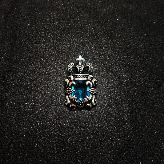 Vintage Crown Sapphire 316 Stainless Steel Pendant Necklace | Unisex Punk Fashion, 65cm Chain（GS-20250912-5）