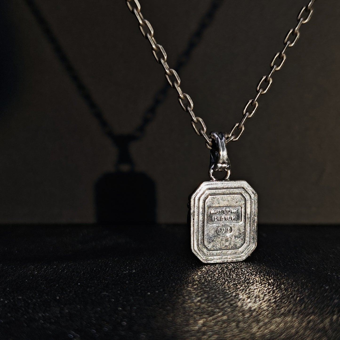 Vintage Oxidized Natural Gemstone Pendant Necklace | Luxury Trendy Unisex Hip-Hop Style with Sterling Silver Chain（YS-20250926-3）