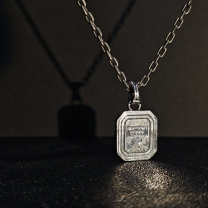 Vintage Oxidized Natural Gemstone Pendant Necklace | Luxury Trendy Unisex Hip-Hop Style with Sterling Silver Chain（YS-20250926-3）