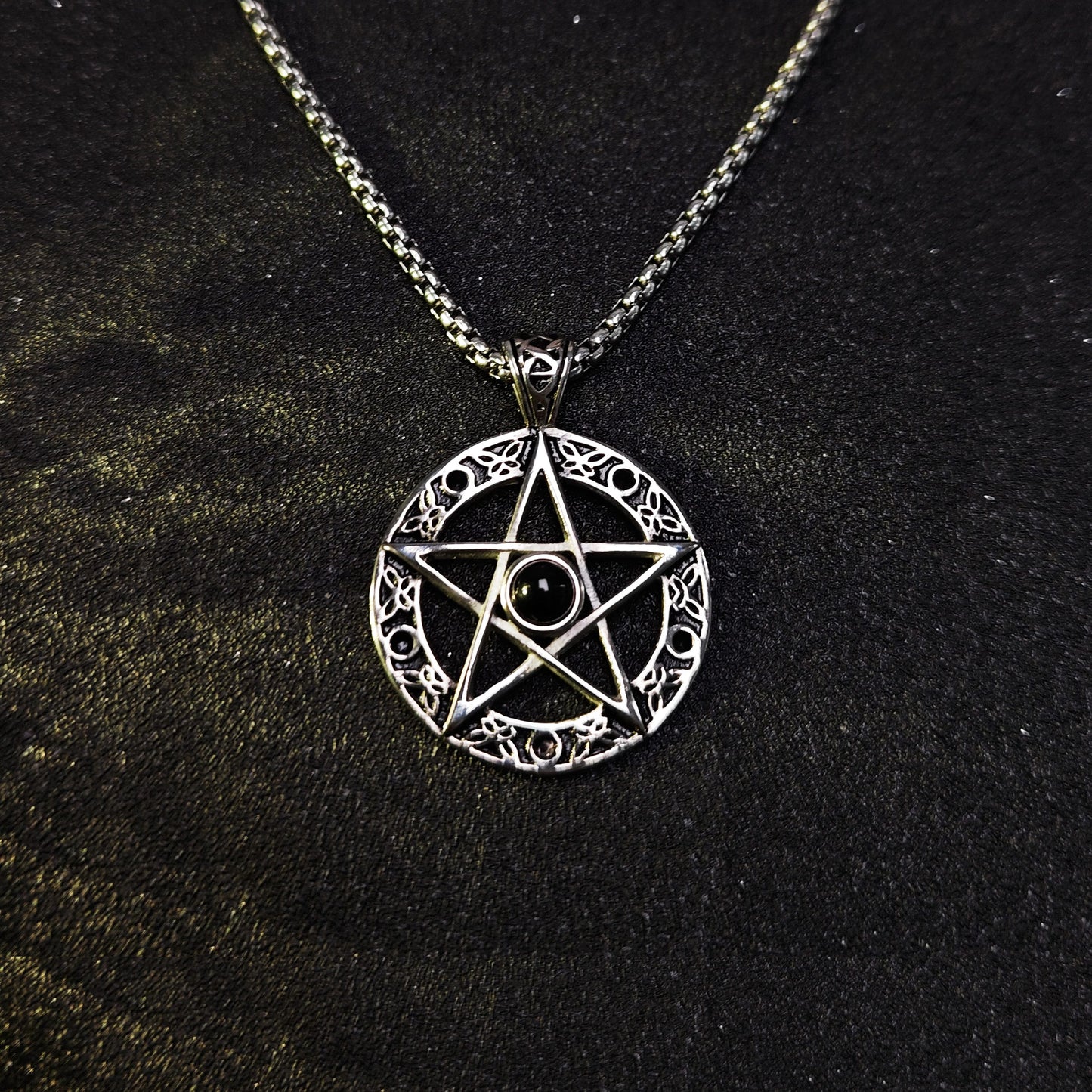 Fashion European-Style Black Gem Star Pendant Necklace | 65cm Chain（GS-20250912-6）