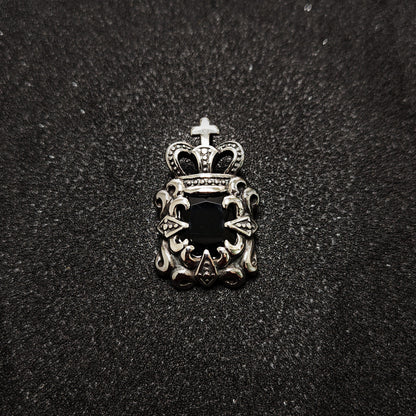 Vintage Crown Black Gem 316 Stainless Steel Pendant Necklace | Unisex Punk Fashion, 65cm Chain（GS-20250912-9）