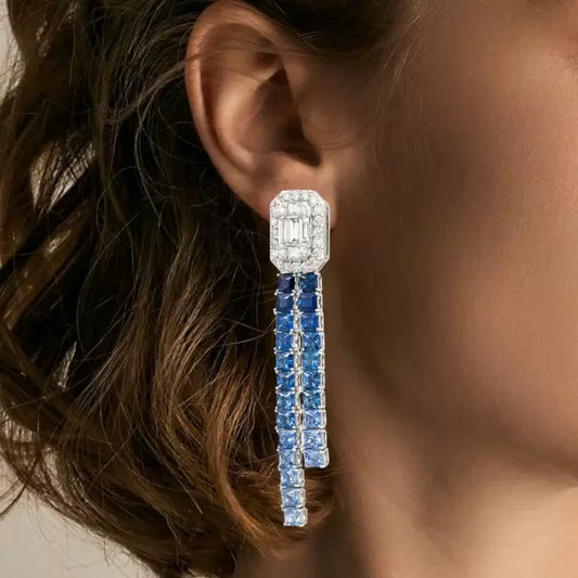 13ctw Peruzzi Cut Sapphire And White Sapphire Drop Earrings