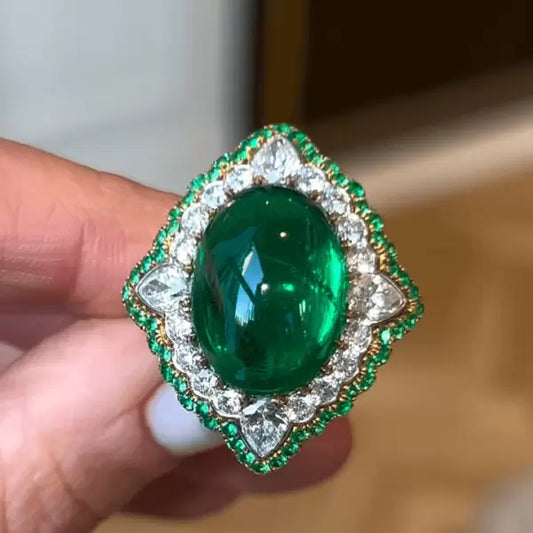20ctw Oval Cut Emerald Halo Ring