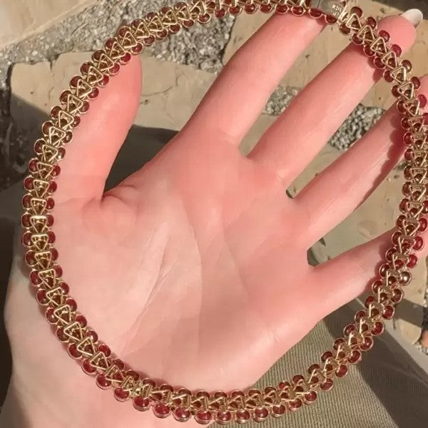 37ctw Oval Shape Ruby Sapphire Vintage Necklace