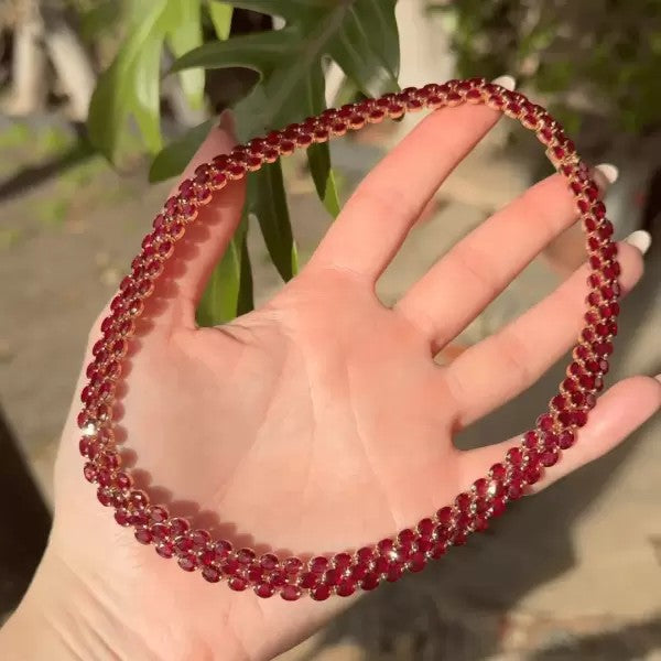 37ctw Oval Shape Ruby Sapphire Vintage Necklace