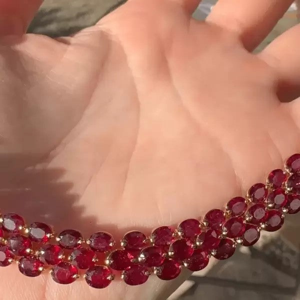 37ctw Oval Shape Ruby Sapphire Vintage Necklace