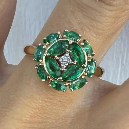 Vintage 3ctw Marquise Cut Emerald Ring