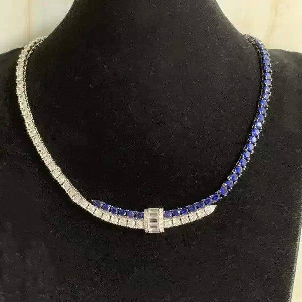 10ct Baguette Cut Sapphire Statement Necklace