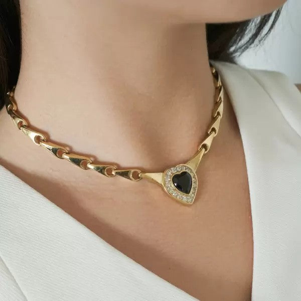 8ctw Heart Cut Black Sapphire Pendant Necklace