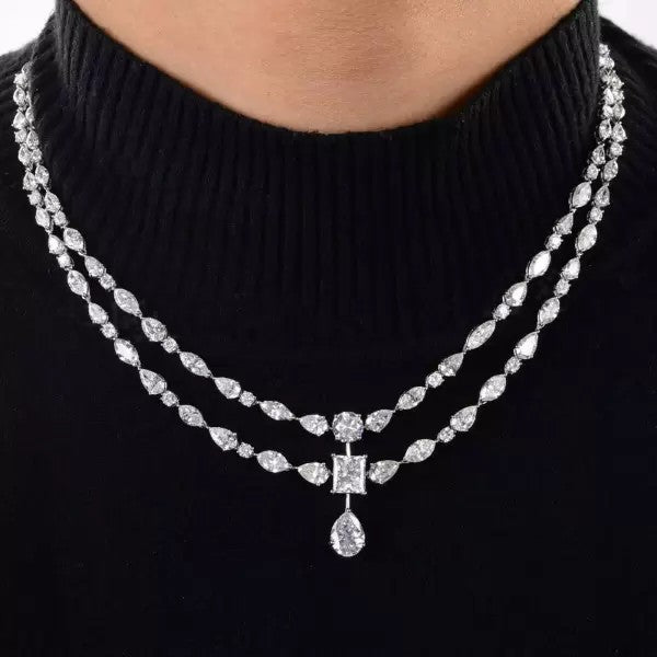 24.2ctw Multi-Cut White Sapphire Statement Necklace
