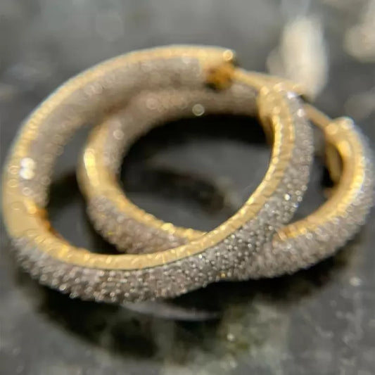 3.85ctw Round Cut White Sapphire Inside Hoop Earrings