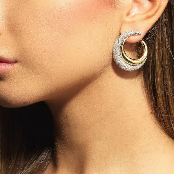 8.43ctw Round Cut White Sapphire Open Hoop Earrings