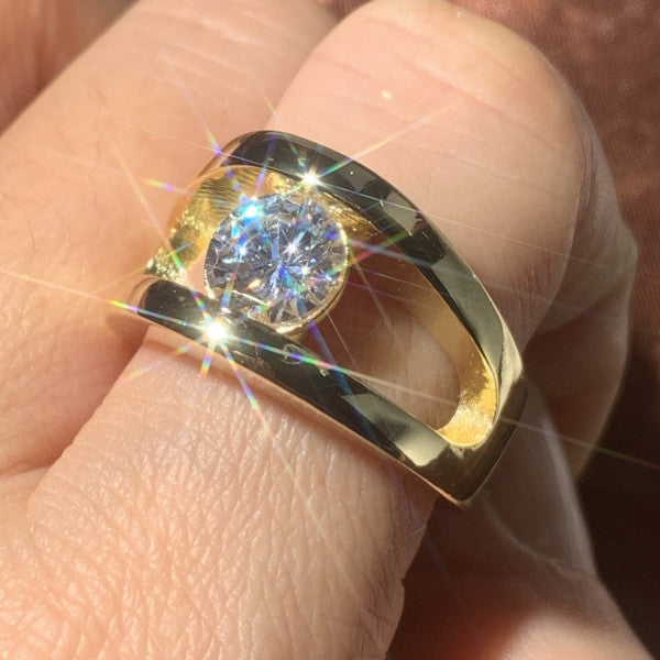 3ctw Round Cut White Sapphire Tension Set Engagement Ring