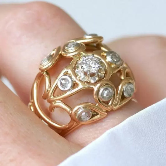 3.3ctw Round Cut White Sapphire Wire Cocktail Ball Ring