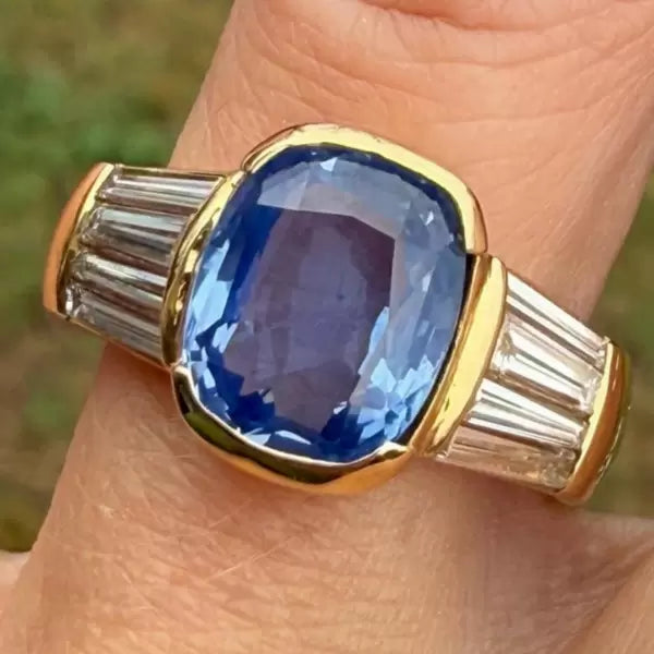 6ctw Cushion Cut Sapphire Engagement Ring