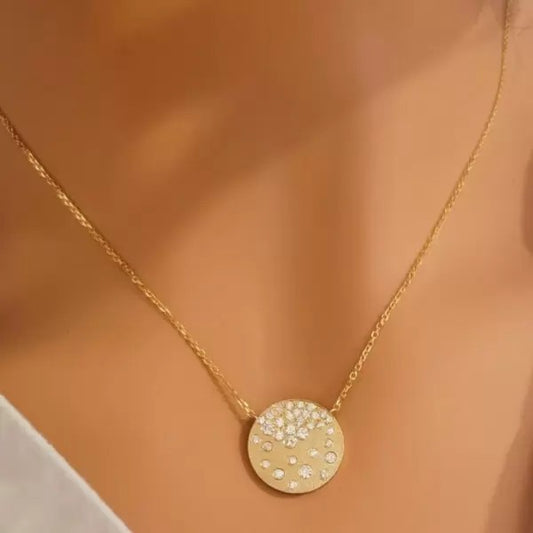 4ctw Ronud Cut White Sapphire Flush Set Pendant Necklace