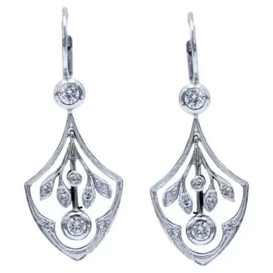 Art Deco 3ctw Round Cut White Sapphire Drop Earrings