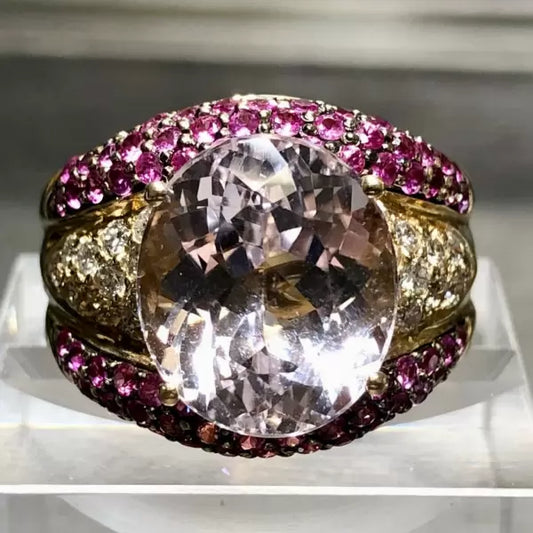 13.2ctw Oval Cut White Sapphire Cocktail Ring