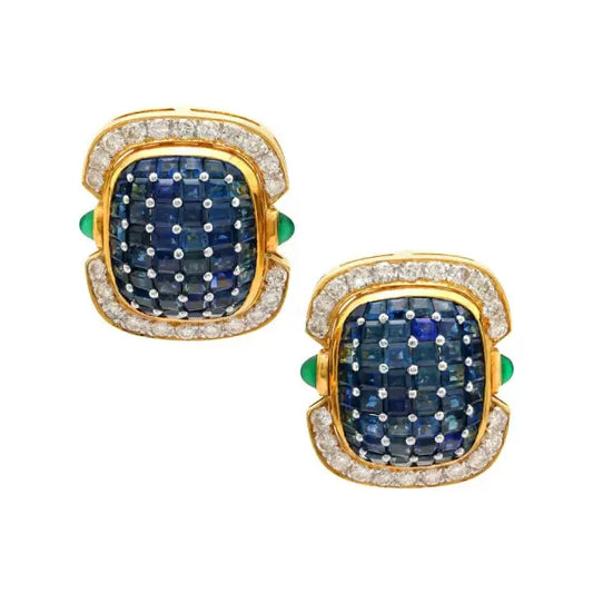 9ctw Asscher Cut Sapphire Invisible Set Stud Earrings