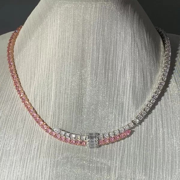 10.8ctw Round Cut Pink Sapphire Statement Necklace