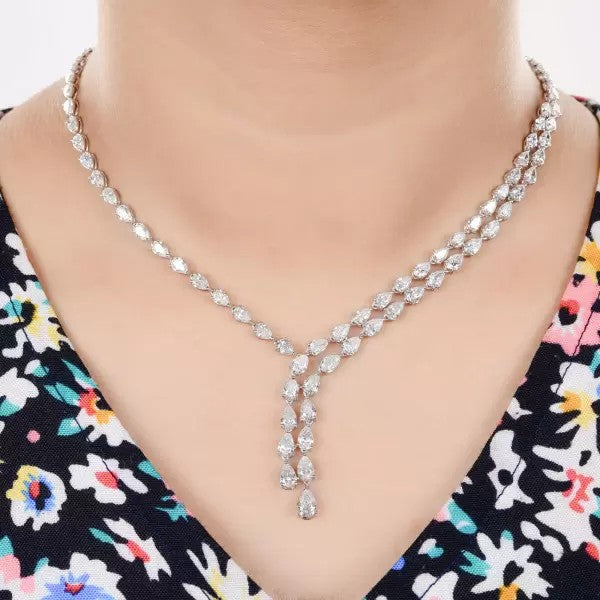 17.8ct Pear Cut White Sapphire Statement Necklace