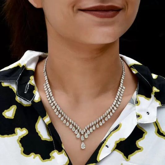 22.79ct Pear Cut White Sapphire Statement Necklace