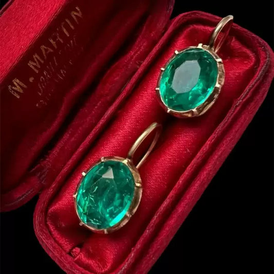 6ctw Oval Cut Emerald Single Stone Drop Earrings