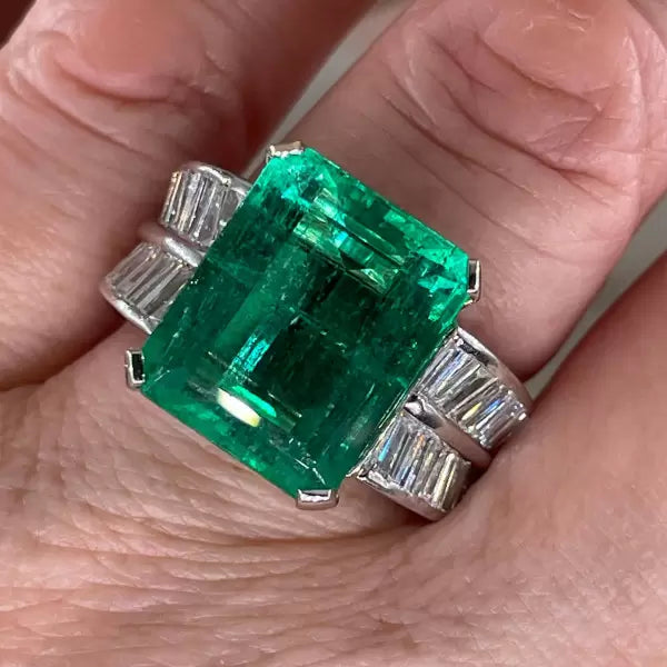 Vintage 13ctw Emerald Cut Emerald Ring
