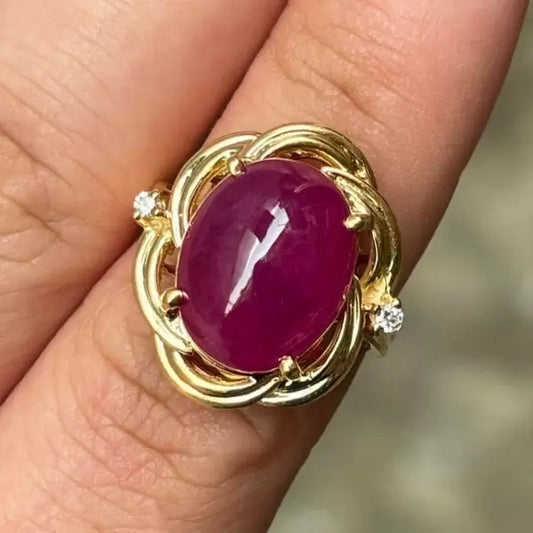 Vintage 13.36ctw Cabochon Cut Ruby Ring