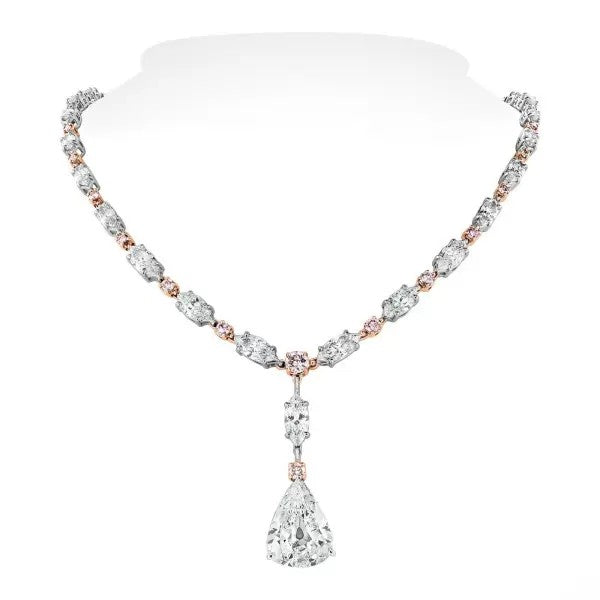 27.76ct Pear Cut White Sapphire Statement Necklace