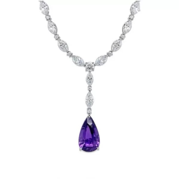 6ctw Pear Cut Amethyst Pendant Necklace