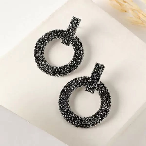 10ctw Round Cut Black Sapphire Hoop Earrings