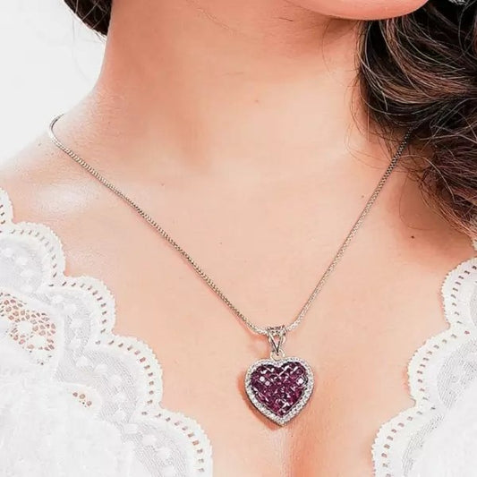 9ctw Asscher Cut Ruby Invisible Setting Pendant Necklace