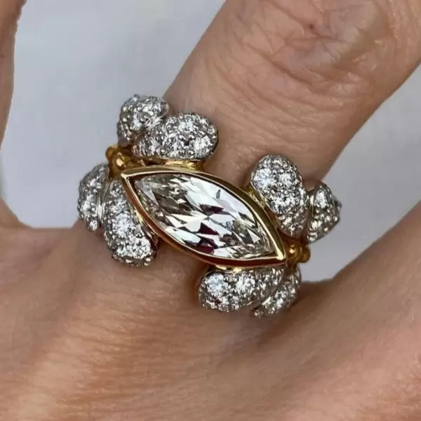 Vintage 4ctw Marquise Cut White Sapphire Ring
