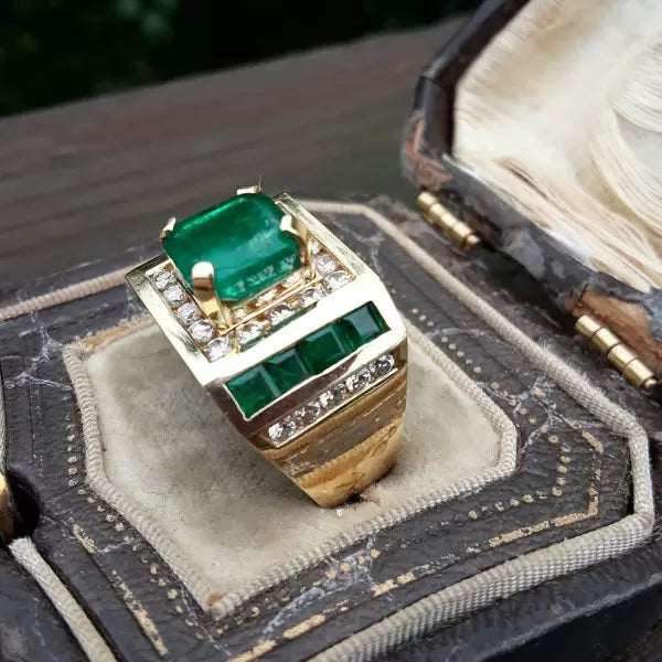 3.7ctw Asscher Cut Emerald Wedding Cocktail Ring