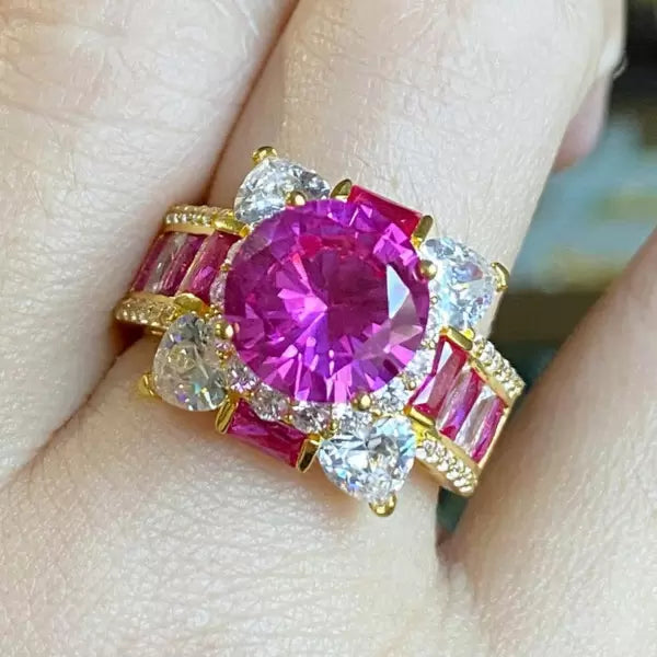 Vintage 6ctw Round Cut Ruby Ring